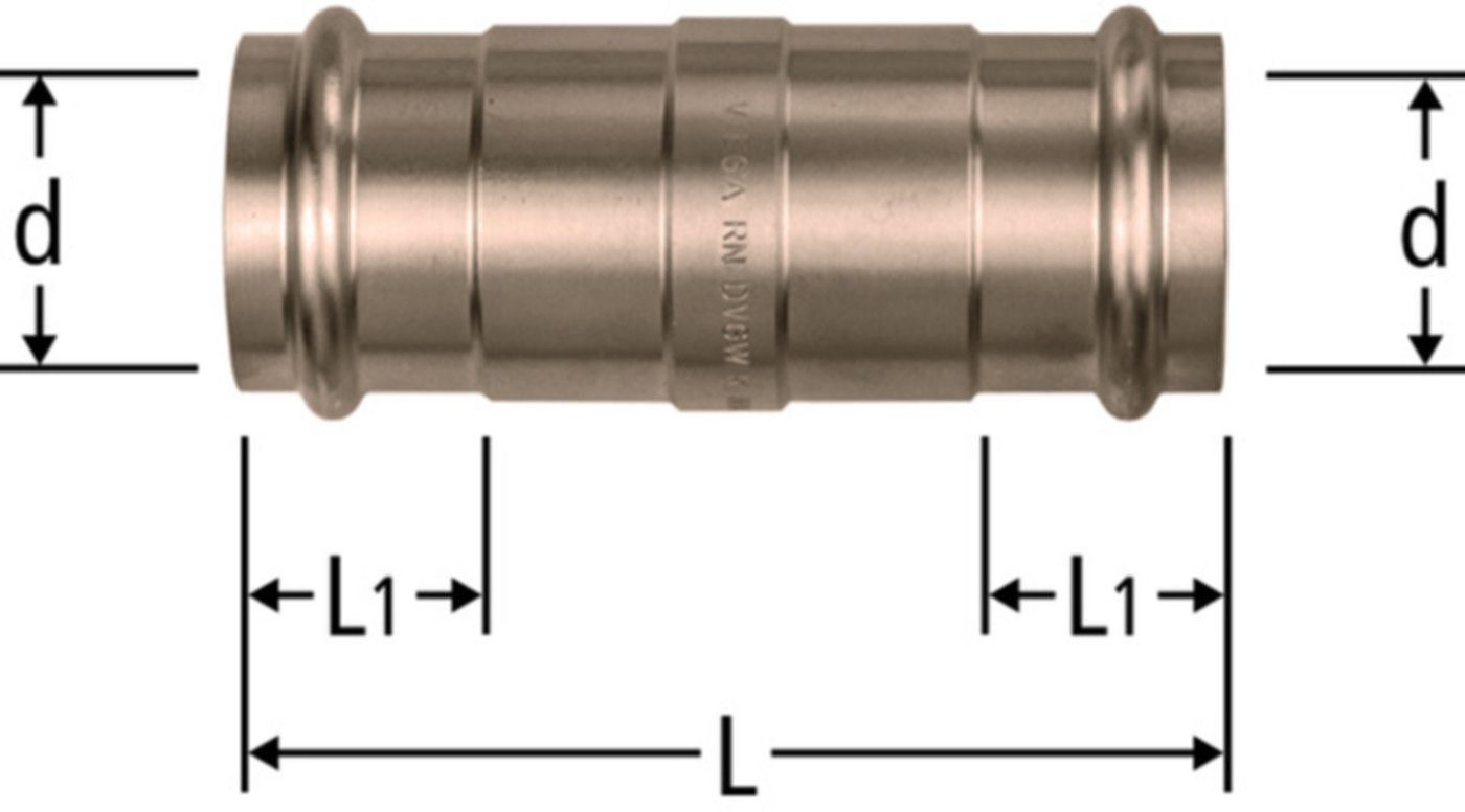 Schiebemuffe 42 mm 81022.27 - Nussbaum-Optipress-Rotguss-Fittings