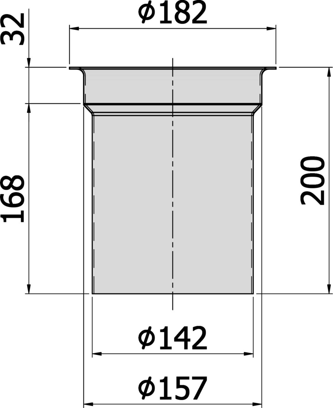 Verlängerung Gully 157 V2A H= 200 mm m/Halterand verstellbar 42-180 416399 - ACO Passavant Entwässerungstechnik