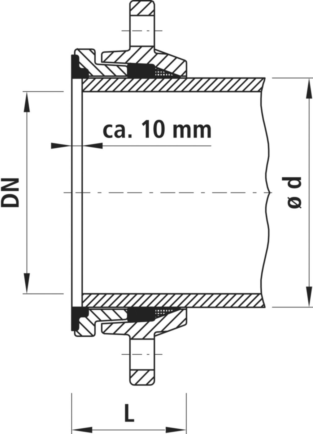 Zweikammer-Flansch für Stahlrohre 7150 schubsicher, PN 10/16 DN 65 / AD 76mm - Hawle Flanschformstücke