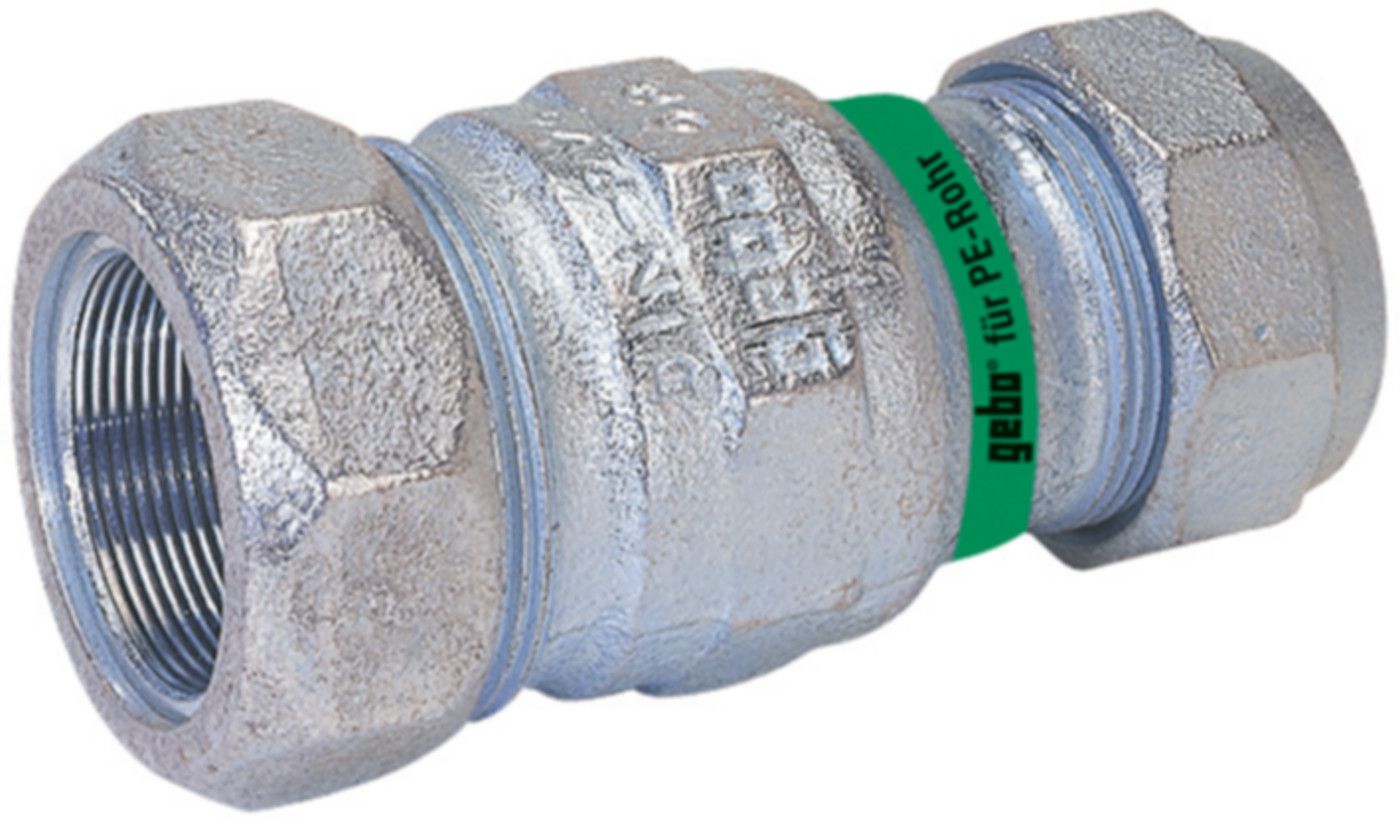 Kupplung reduziert,für Stahl-und PE-Rohr Typ OR 1 1/4" x d 25mm - Gebo-Kupplungen