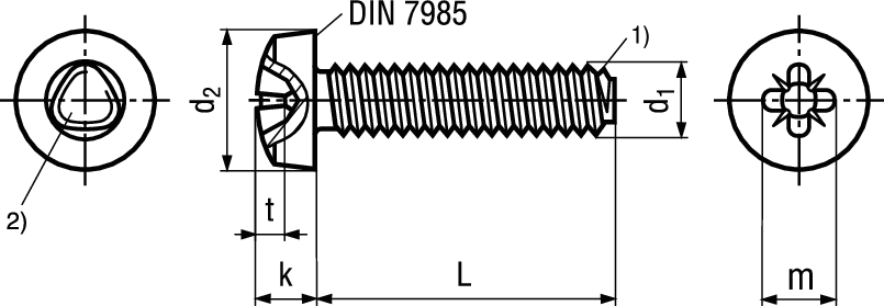 Gew-Furch Linsenschr Pozi INOX A2 BN4908 DIN7500C M2,5x5 - Bossard Schrauben