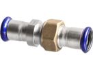 Doppelanschlussverschraubung fld. S68QC 15 mm, mit Überwurfmutter Inox - Eurotubi Press-Formstücke Sanitär