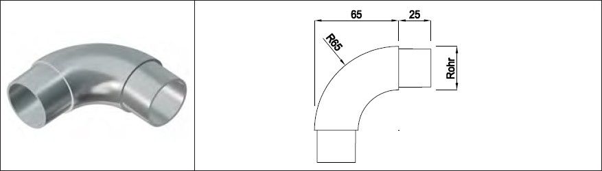 Rohrbogen 90° 42.4 mm geschliffen 126571 - INOXTECH-Handlauf-/Geländer-System