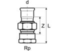 Übergang lösbar mit IG C62PD 18 mm - 1/2" - Eurotubi Press-Formstücke Heizung