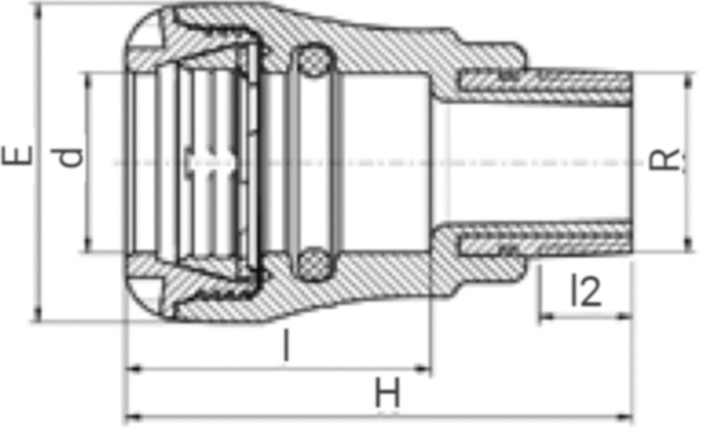 Steckmuffenverschraubung AG Messing 1072 d 40mm - 1" - Plasson-Steckfittinge