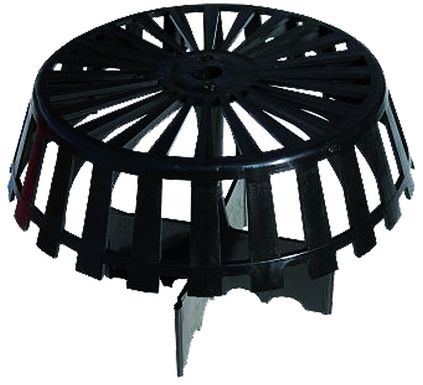 Laubkörbe flach,rund PVC schwarz 470 mit Zentrierflügel - Kunststoff Spenglerei-Artikel