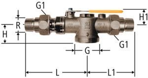 Gaszähler-Kugelhahn 1" x 1" 89030.23 für Einstutzengaszähler, bis 5 bar - Nussbaum-Optipress-Gaz-Fittings