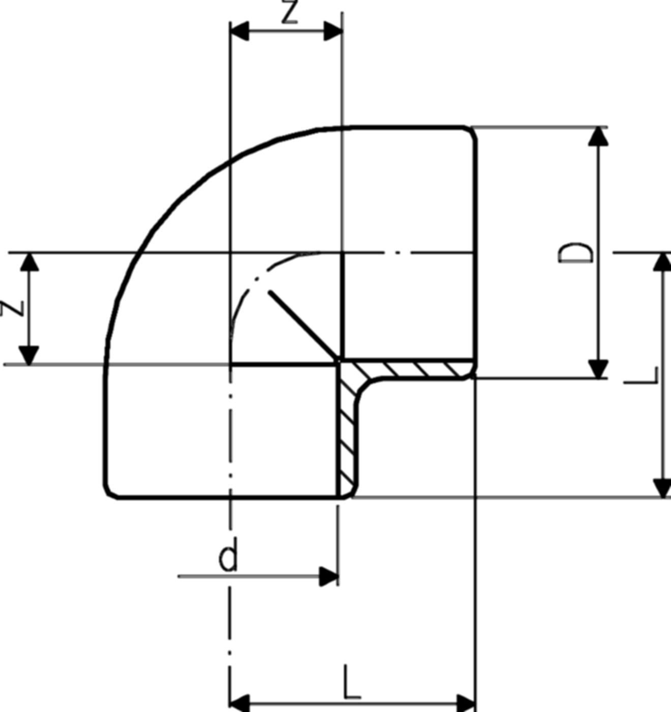 Winkel 90° mit 2 Muffen 90 mm 721 100 113 - GF Hart PVC-U Formstücke