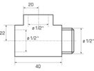 Adapter T-Stück weiss 1/2" Zum Einbau der Elektro-Heizpatrone - Borer Heizkörper-Programm