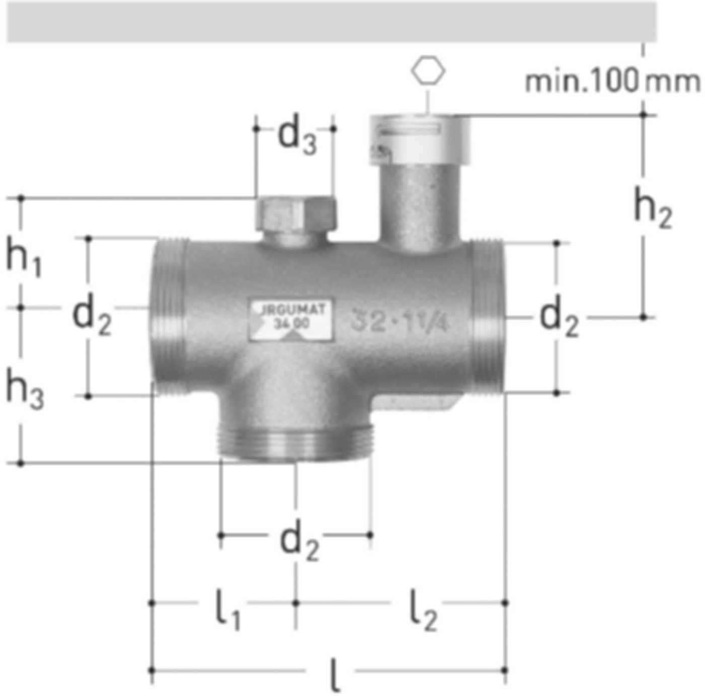 JRGUMAT Thermomischer PN 10 3/4" DN 20 55°C 3400.926 - JRG Armaturen