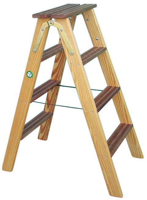 HB Holz-Bockleiter mit flachen Tritten Typ 460, 2x8 Stufen L=2.01m - Garten