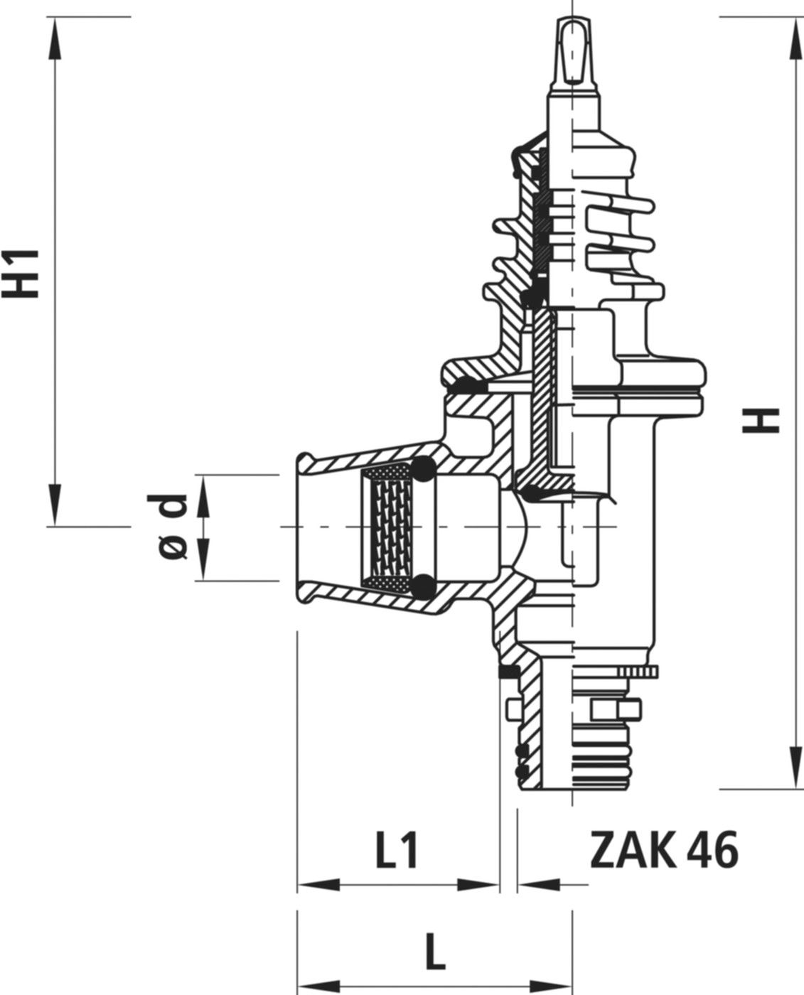 Hausanschluss-Eckventil ZAK mit 3131 PE-Steckmuffe d 63mm - ZAK - Hawle Hausanschluss- und Anbohrarmaturen