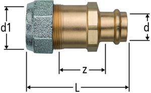 Übergang 28mm x 1" 81126.25 mit Verschraubung auf Stahlrohre - Nussbaum-Optipress-Rotguss-Fittings