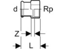 Übergang mit IG 22 mm - 3/4" C80QE - Eurotubi Press-Formstücke Heizung