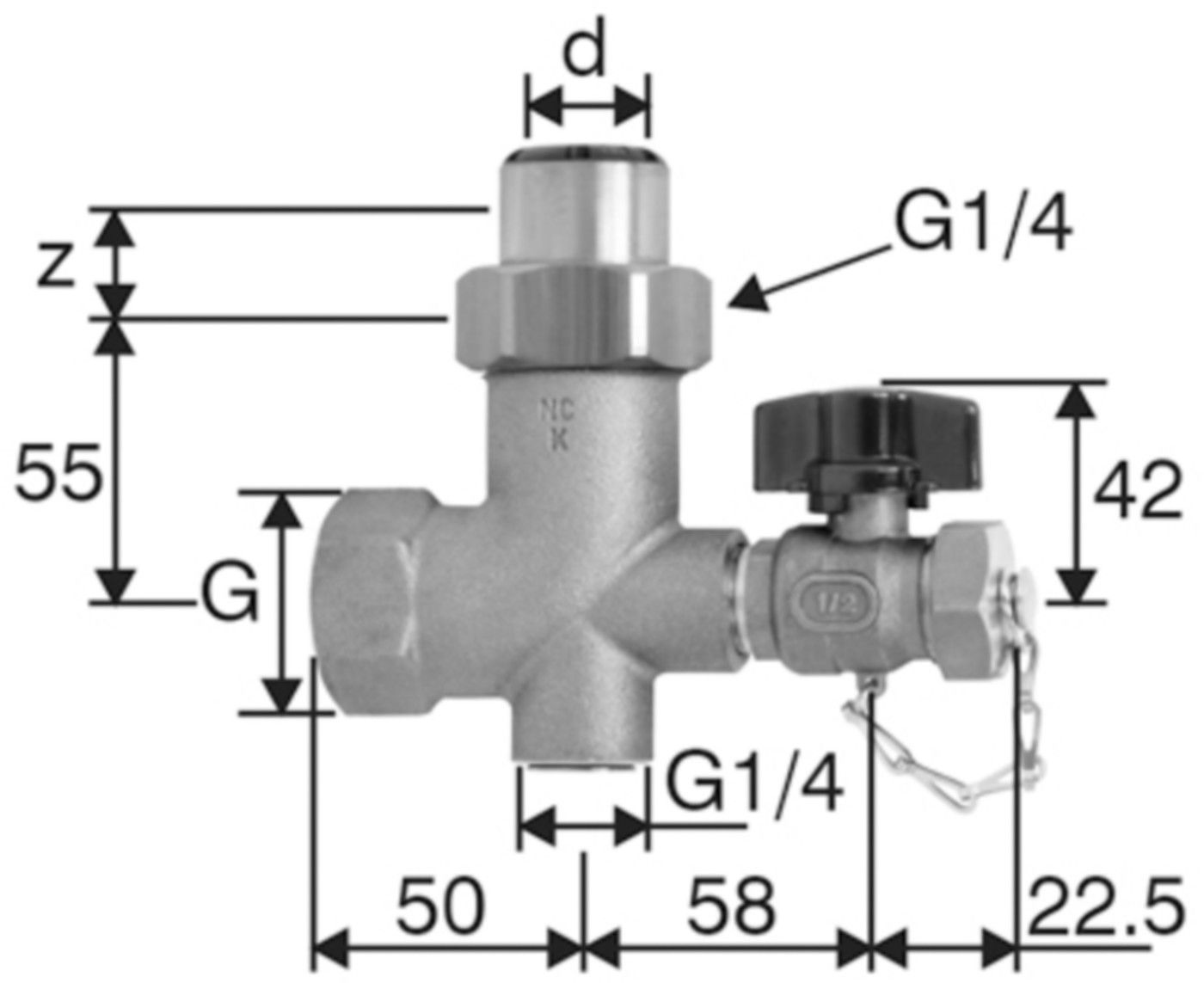 sudoFIT Boiler-Anschlussgarnitur mit Kugelkesselhahn 5542 1" x 22 mm 6753.22 - Nyffenegger Armaturen
