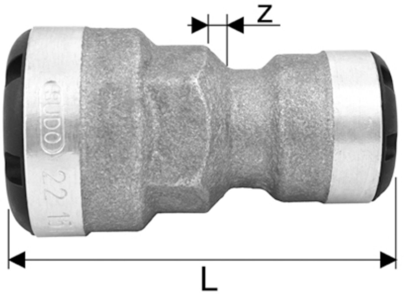 Muffe reduziert mit Stützhülse d 16-12 mm 9826.1612 - SudoFIT-Formstücke