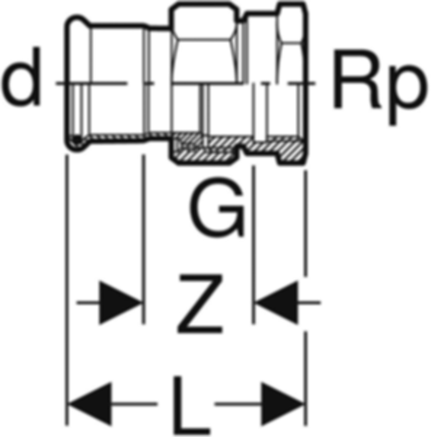 Übergang lösbar mit IG 18mm- 1/2" 34402 Überwurfmutter Edelstahl - Mapress-Gas-Formstücke