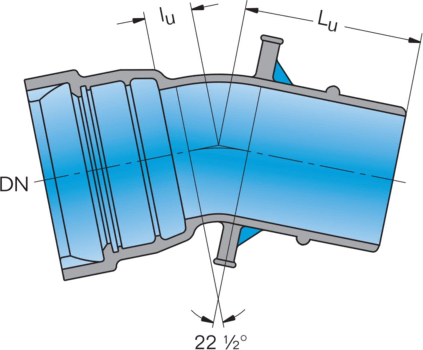 1-Muffe-Bogen MK 22° System BLS DN 80 - Frischhut Steckmuffenformstücke