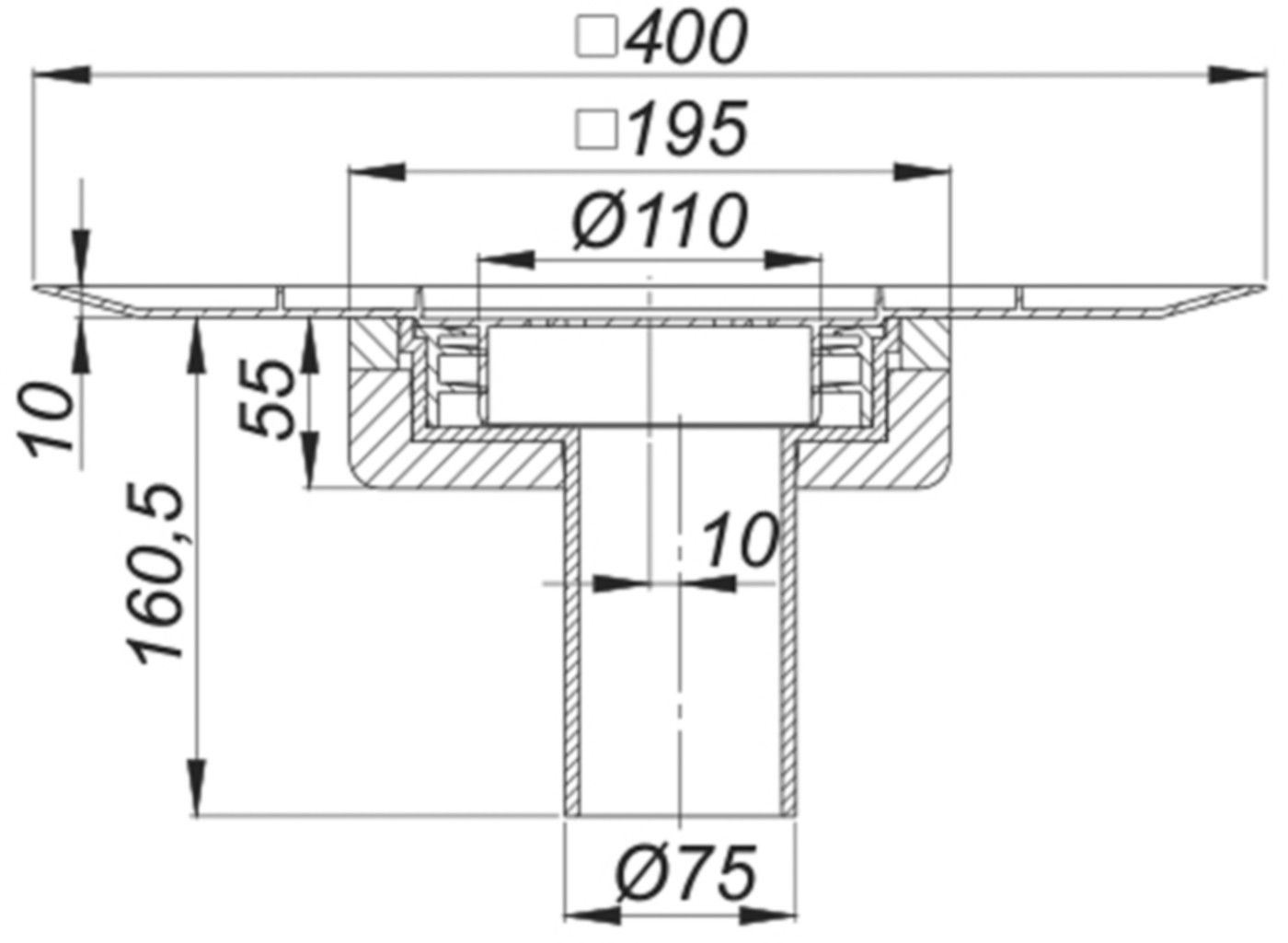 Balkonablauf SwissUnico senkrecht 75mm 3-830173 - SCHACO Entwässerungstechnik