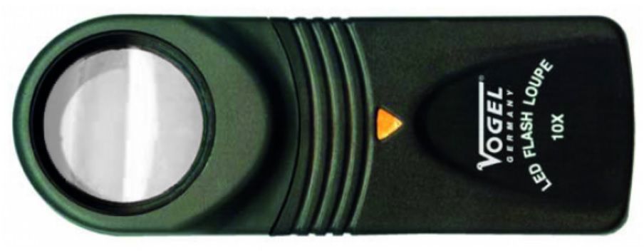 VOGEL LED-Handleuchtlupe Linsengr. 30 mm, 10-fach, inkl. 3x 1,5 V Batterie - Längenmessen