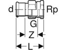 Übergang lösbar mit IG 42mm-11/2" 25308 Überwurfmutter Messing - Mapress-Heizungs-Formstücke