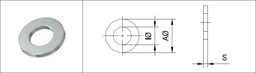 U-Scheiben ohne Fase ID-Ø M10, AD-Ø 20 mm 1.4301 - INOXTECH-Handlauf-/Geländer-System