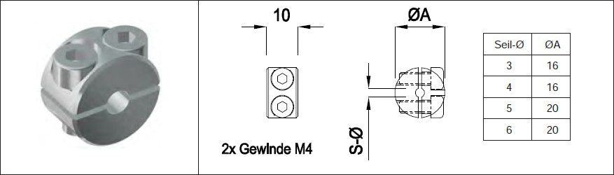 Klemmring leichte Ausführung Seil-Ø 3 mm 1.4301 - INOXTECH-Handlauf-/Geländer-System