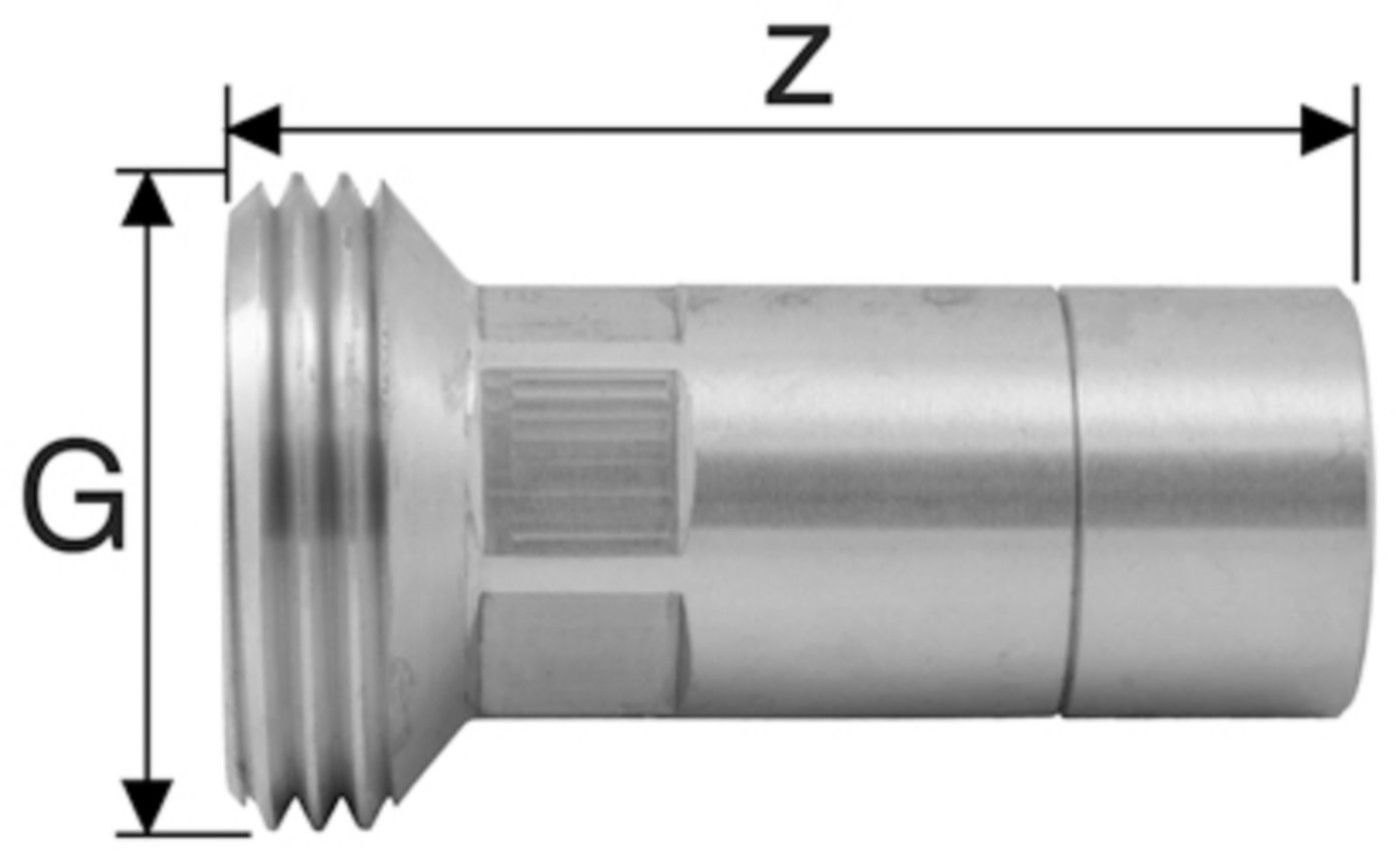 Übergang mit Einsteckende, mit AG falchdichtend d 35 mm - 11/4" 9824.3513 - SudoFIT-Formstücke