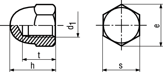 6-kt-Hutmuttern hohe Form Messing BN513 DIN1587 M16 - Bossard Schrauben