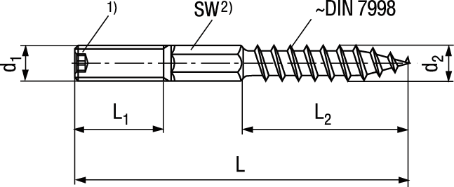 Stockschrauben mit I-6rd St vzb BN20215 M8/Ø7,2x50/X - Bossard Schrauben