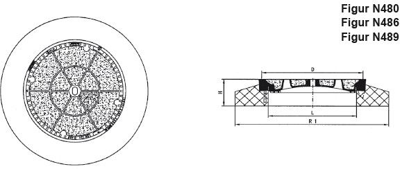 Fig.N480HBV GuBe D400 NIVO Handgriff, mit Betonf.,verschr., Sockel - Schachtabdeckungen BGS