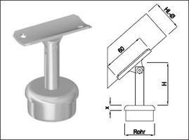 Steckkonsole bewegl mit ger Rohrkappe Pfos 33.7mm,HL48.3mm,TH150mm,geschl. - INOXTECH-Handlauf-/Geländer-System