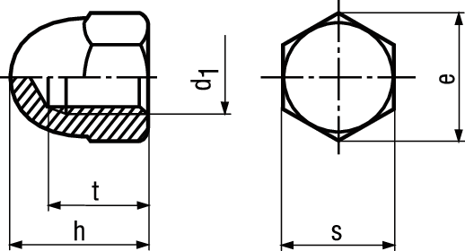 6-kt-Hutmuttern hohe Form INOX A4 BN1721 DIN1587 M5 - Bossard Schrauben