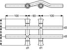 Kreuzungs-T doppelt 28-15 mm C90CF Achsabstand 60/40 mm - Eurotubi Press-Formstücke Heizung