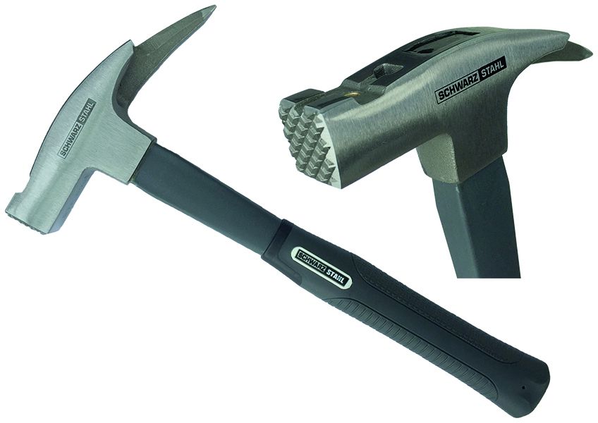 Latthammer mit Fiberglasstiel 600 g, Logo "Schwarz Stahl" - Bauwerkzeuge
