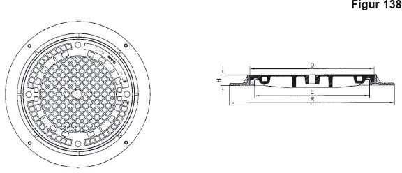 Fig.138-60 Guss C250, Neopren-Einlage Pickelloch, breiter Rahmen - Schachtabdeckungen BGS
