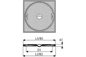 Fig. 2563 050 00 Guss B125 quadratischer Rahmen, Uni-Griff - Schachtabdeckungen von Roll
