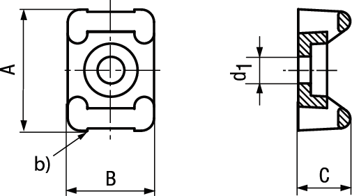 Kabelbindersockel PA 6.6 schwarz BN20343 Ø3,7(15x10x7) - Kabelbinder PA