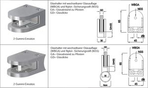 Glashalter runde Form gerade Chromstahl geschliffen 128541 - INOXTECH-Handlauf-/Geländer-System