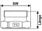 Schwerkraftumlaufsperre Typ TS 23 S+S DN 20 3/4" L= 60 mm D= R11/4" SW 20 - Ticom Therm-Stop