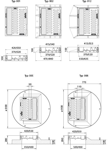 Fig. 2942 002 00 Guss/Beton C250 BIROLL, fahrbahnseitig mit Betonfüllung - Einlaufroste von Roll