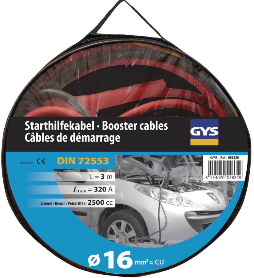 GYS Starthilfekabel 320 A Kabel 2 x 3 m, ø 16 mm2, DIN 72553 - Elektrozubehör