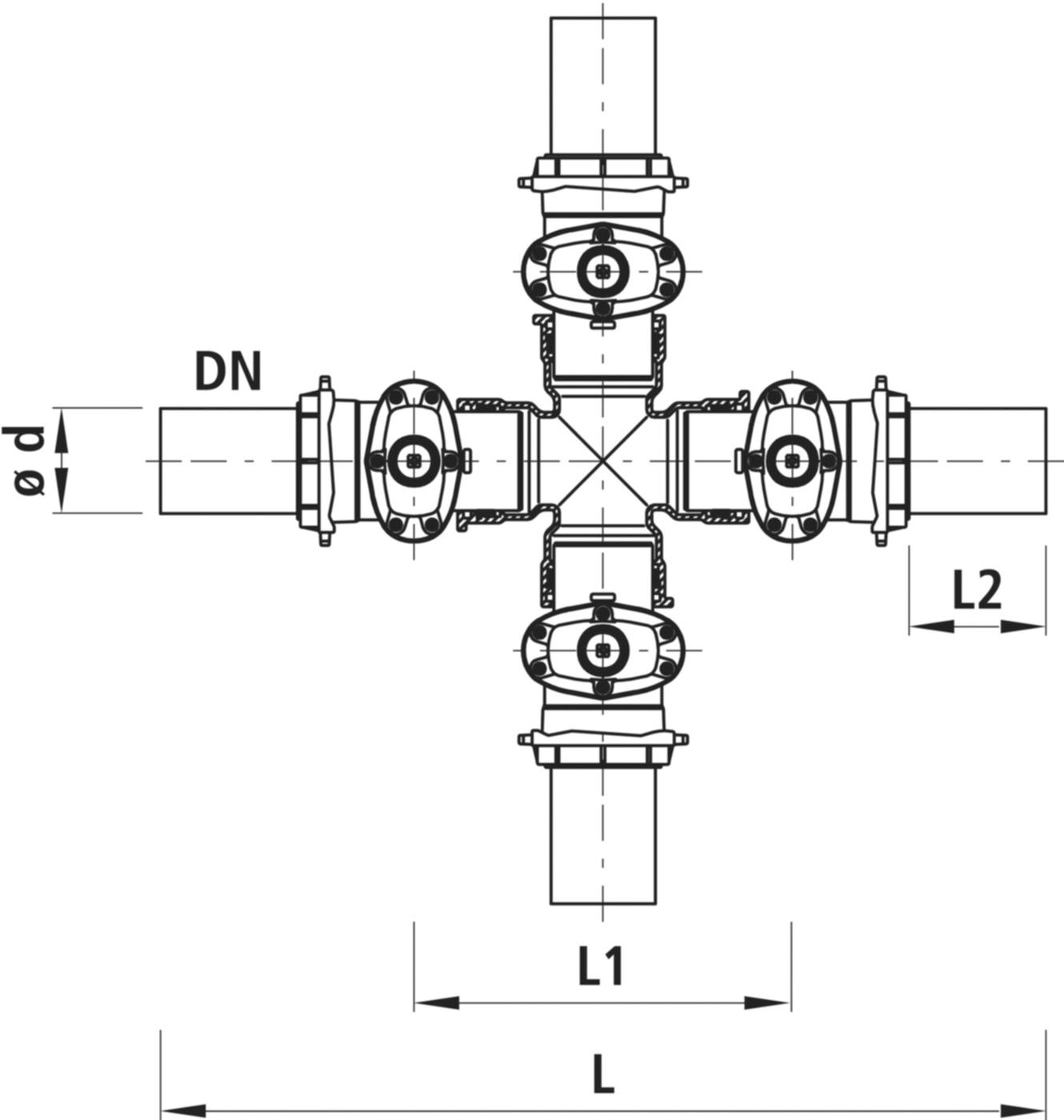 Combi-4 mit PE-Anschweissende S5 4433 DN 80 / d 90mm - Hawle Armaturen