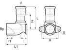 Armaturenanschlusswinkel 90° mit IG 15 mm - 1/2" S32PC - Eurotubi Press-Formstücke Sanitär