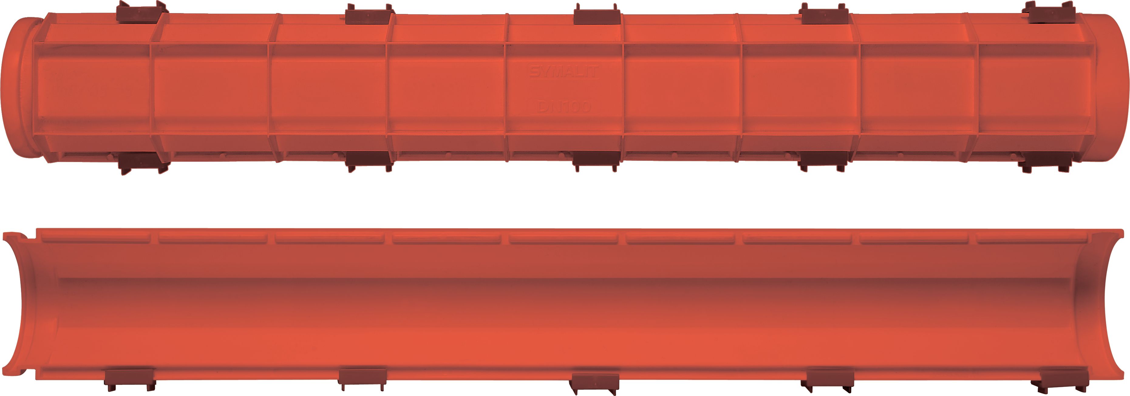 SYSPRO-Kabelhalbschalen HDPE rot NW: 150mm L:1m inkl. 3 Verschlussklemmen - Kabelschutz Formstücke netto