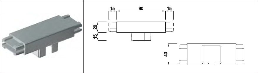 T-Stück für Rohr 40/20/2 mm geschliffen, CNS 1.4301 EN 10088 137217 - INOXTECH-Handlauf-/Geländer-System