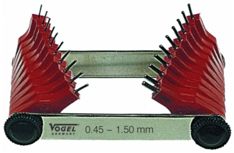 VOGEL Düsenlehre 20 Blatt, 0.45 - 1.50mm, 0.05mm Schritte - Kontrollieren