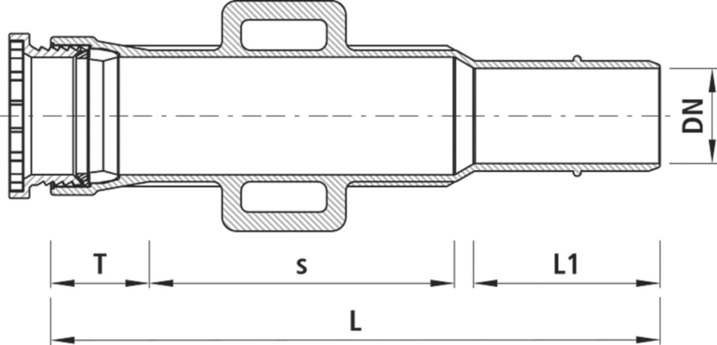 Einbauschlaufe mit Schraubmuffe 5342 mit Schweissraupe BLS DN 150 - Hawle Armaturen