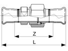 Doppelanschlussverschraubung fld. S66UH 42 mm, mit Überwurfmutter Messing - Eurotubi Press-Formstücke Sanitär