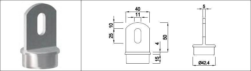 Rohrkappe mit Flansch 42.4 mm geschliffen 1.4301 - INOXTECH-Handlauf-/Geländer-System